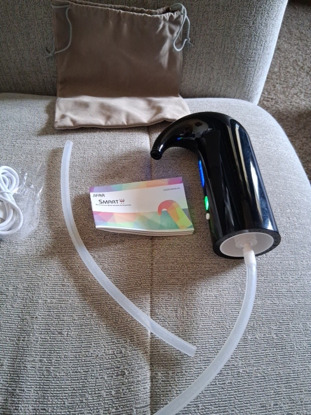 Jifar Wine Aerator And Dispenser With Charging Cord Bag And Extra Tubing